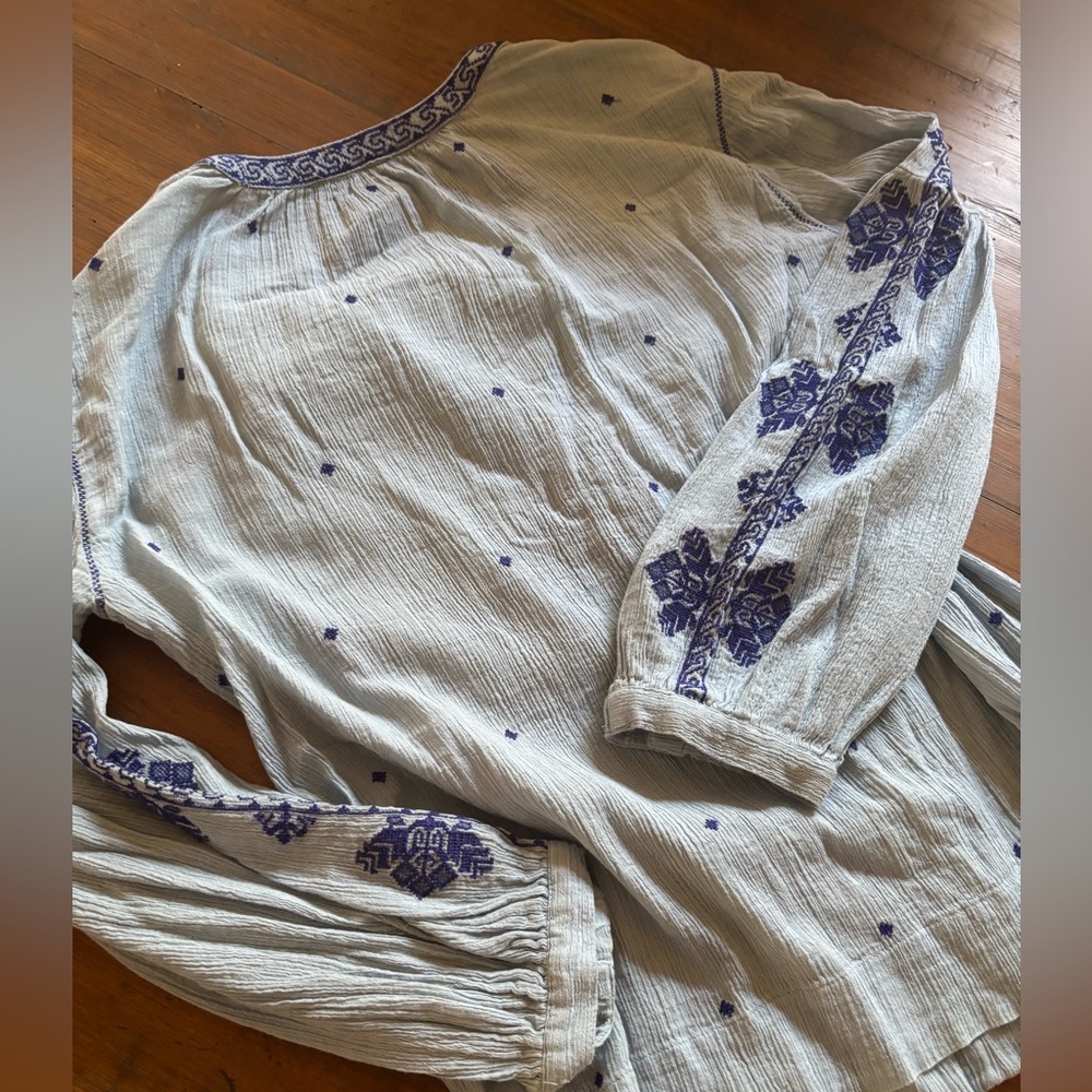 J crew gauze boho blue lightweight blouse - Picture 11 of 11